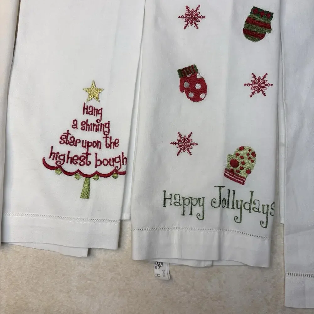 Christmas Tea Towels Bed Bath Beyond Christmas Trees Happy Jollydays Mittens 4